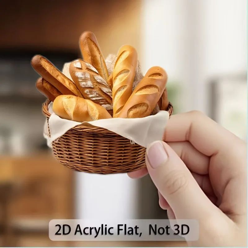 1PC 2D Bread Fridge Magnet, Bright Colorfast Strong Grip, Kitchen Decor Note Holder for Fridge Freezer Metal Cabinet, INS Retro