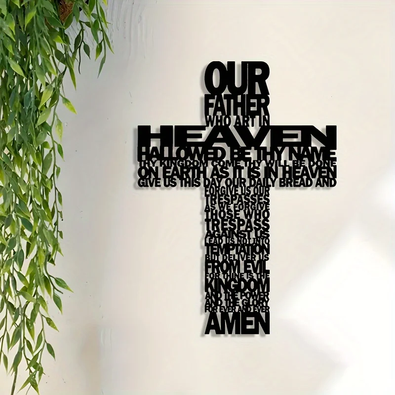 Wall Art Christ with Cross Art, 1pc Metal Spiritual Art, Metal Sign, Home Decor, Wall Decor, Room Decor, Outdoor Decor