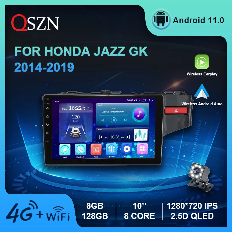 

QSZN Car radio DVD For Honda Jazz 3 2015 - 2020 Fit 3 GP GK 2013 - 2020 Right hand driver Android 11 GPS Multimedia Player