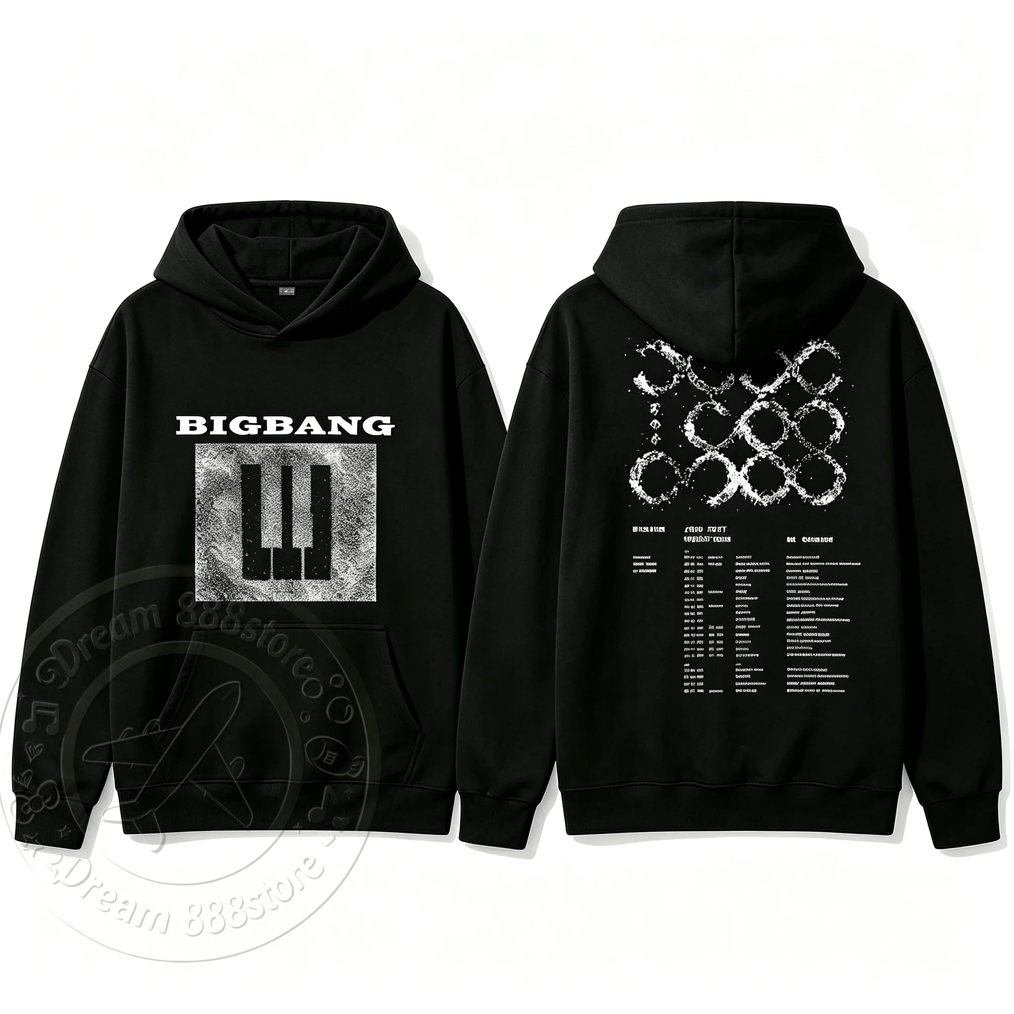 2026 BIGBANG 20. Jubiläums-Konzert Hoodie mit beidseitigem Tour-Liste-Druck, Unisex, Oversized, locker, lässig, Kpop Kapuzenpullover – Detail 11