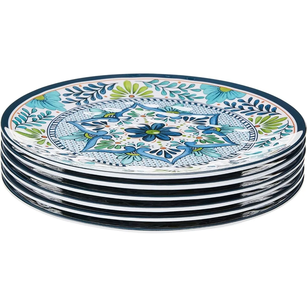 

Multicolor Talavera 11" Melamine (nitrogen-based Plastic) Dinner Plate, Set of 6, 11 Inch