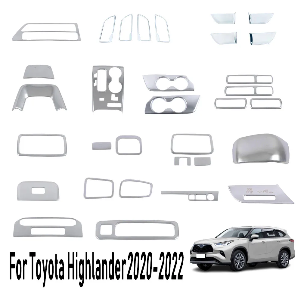 

Stainless Steel Rear Armrest Box Water Cup Frame Air Outlet Trim Interior Accessories for Toyota Highlander Kluger 2020-2022