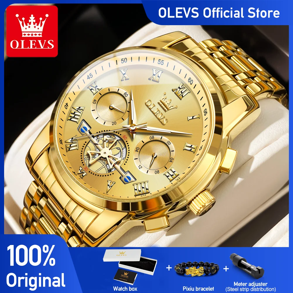

OLEVS 2859 Business Style Classic Roman Numerals Multifunctional 30m Waterproof Luminous Dial High-quality Quartz Men's Watch