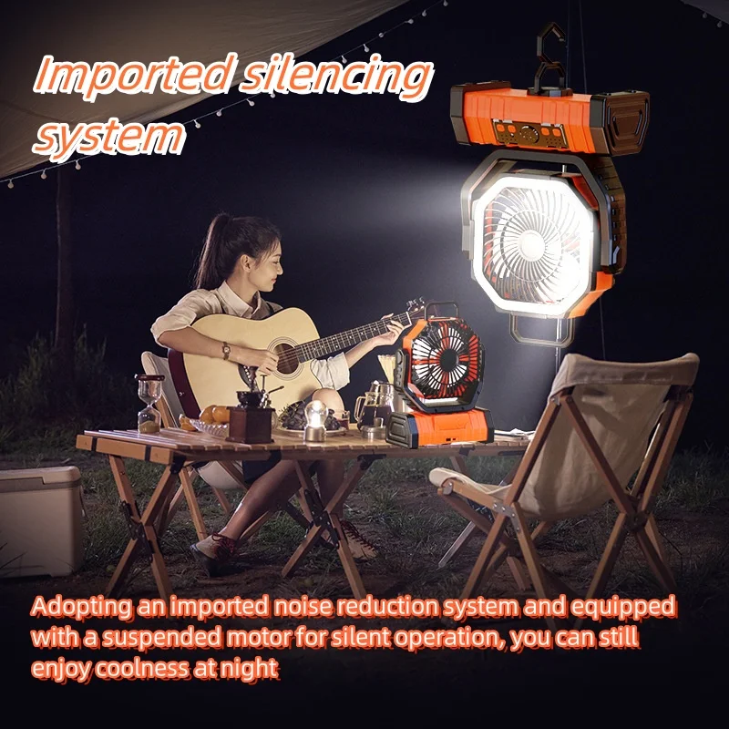 3-in-1 camping fan, camping fan with LED lights and remote control, 10000mAh portable camping fan, suitable for outdoor tents