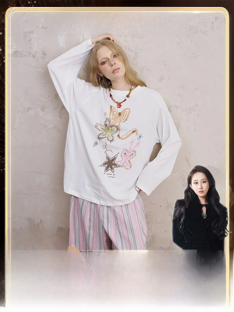 

DIDDI MODA Romantic Mystical 3D Loose Faionable Women's ort Sve T-irt Summer Moisture ng Sweat Absorbent Cotton...