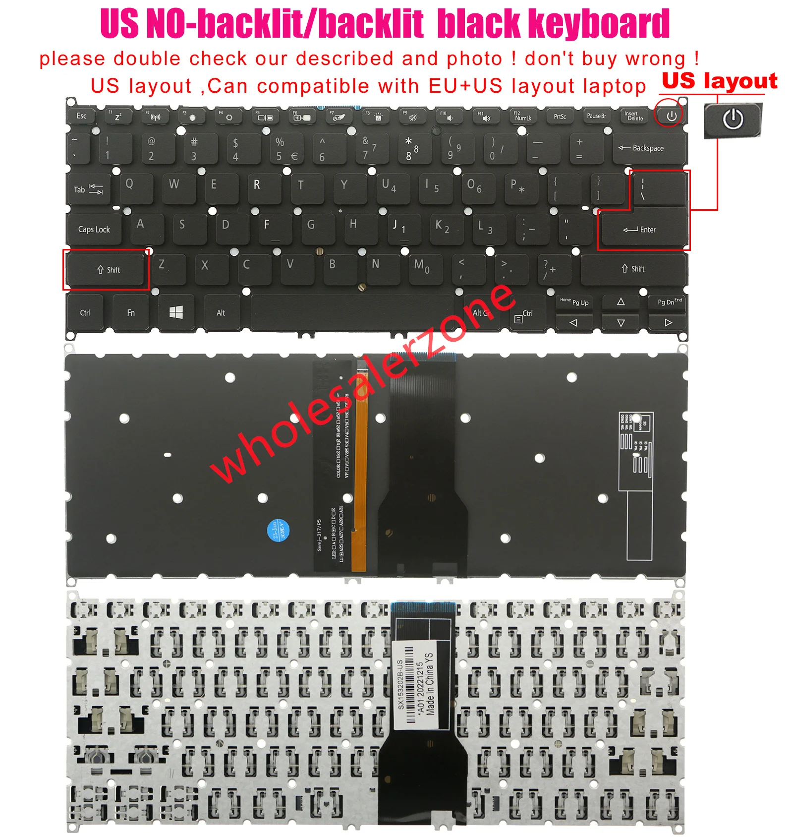 

New backlit /no-backlit US Keyboard For Acer Swift 1 SF114-32 SF114-33 SF114-34 SF114-32-C91M SF114-32-P30S series laptop