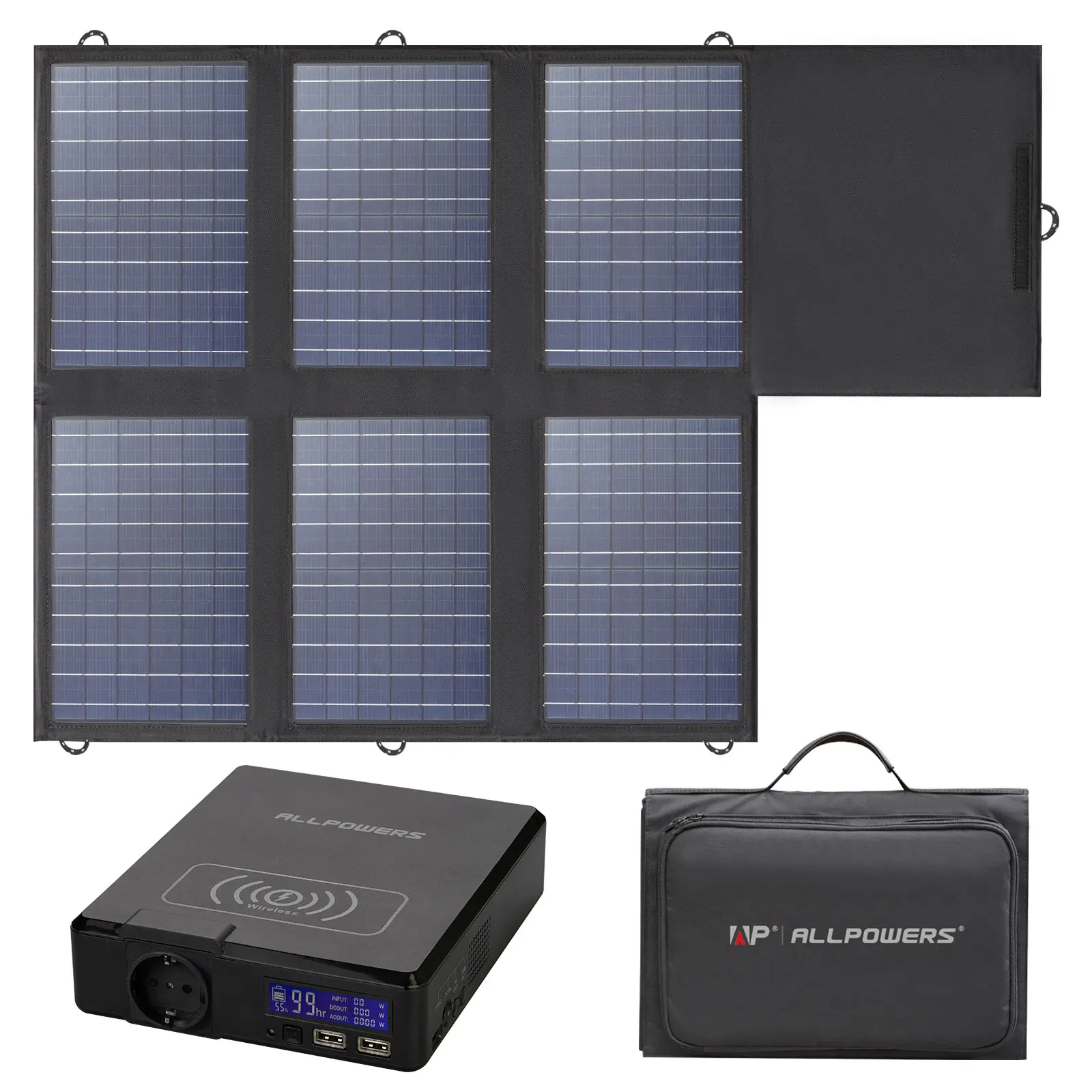 ALLPOWERS Solar Powerbank 41600mAh 200W Portable Powerstation with Solarpanel 60W，DC,USB,USB-C Output  for Camping Laptop Iphone