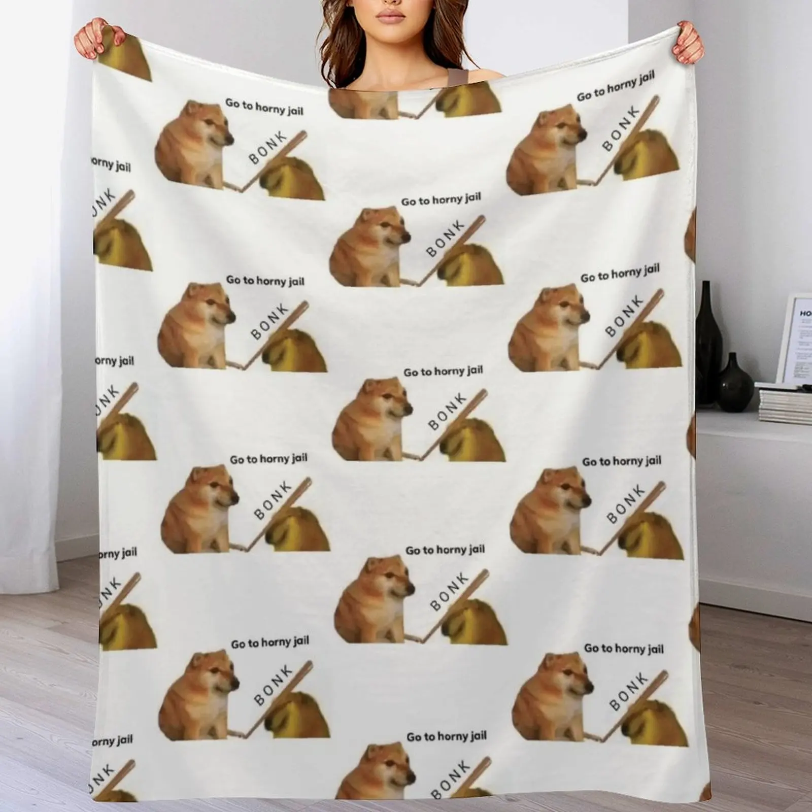 New Go to horny jail bonk meme Throw Blanket Luxury Throw Decorative Sofa Personalized Gift wednesday Blankets