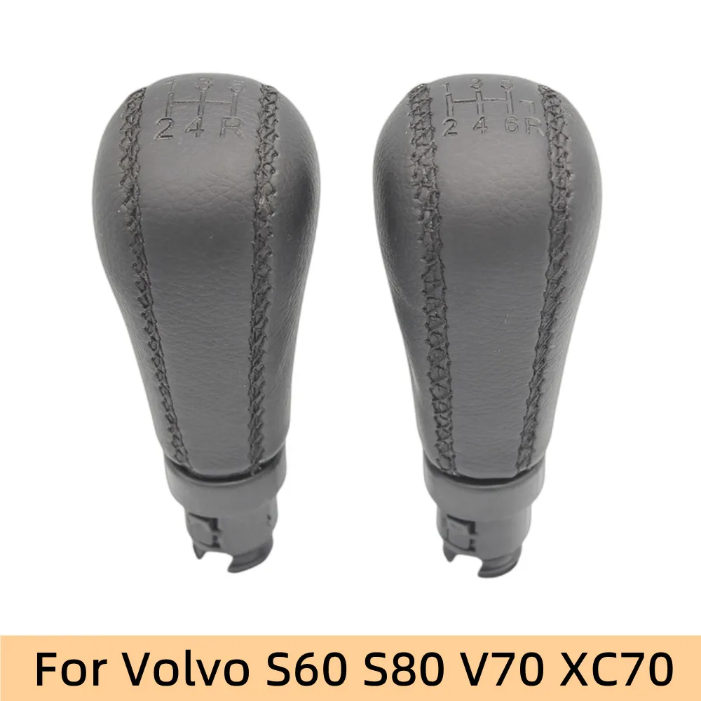 5/6 Speed For Volvo S60 S80 V70 XC70 Black Leather Car Styling Gear Shift Knob Lever Shifter Pen Head 2004 2005 2006 2007 2008