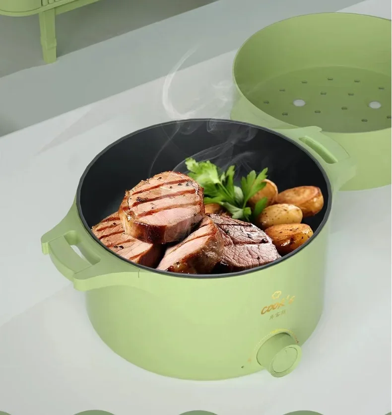 

Small electric pot with steaming compartment non-stick pot Multi-functional home dormitory students small electric hot pan