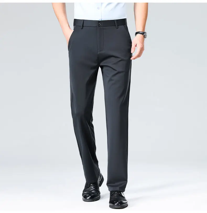 Herren Stretch-Anzughose Business Casual Anzughose Knitterresistent 4-Wege-Stretch Golf Freizeithose Frühling Sommer Blau Schwarz – Detail 5