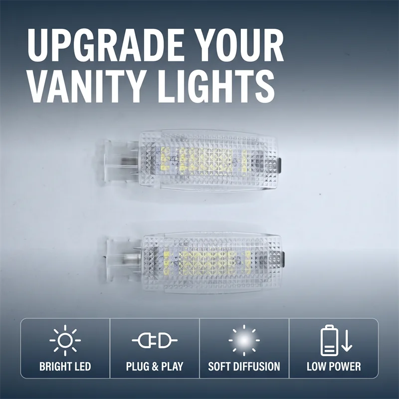 for VW Golf 4 5 6 7 Passat CC B5 B6 B7 Polo Tiguan Scirocco Jetta 2-Pack LED Sun Visor Vanity Mirror Lamps Reading Light