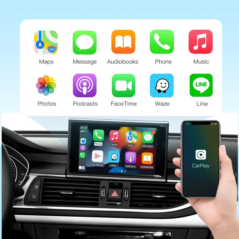 لأودي A6 A7 2012-2018 اللاسلكية CarPlay أندرويد السيارات مهايئ لشاشة صندوق مرآة ربط بلوتوث لتحديد المواقع والملاحة