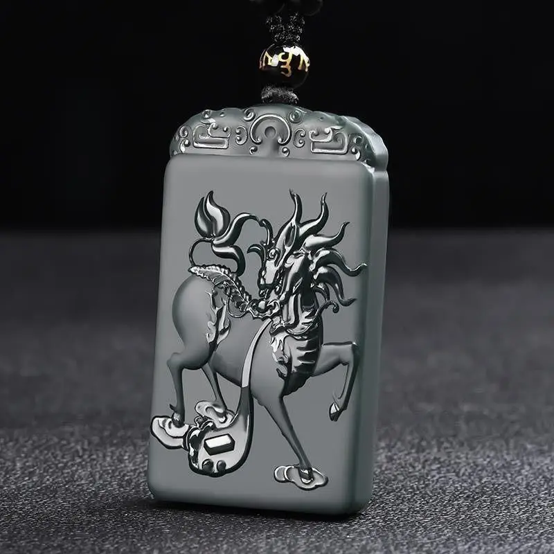 

Natural Hetian Jade Kirin Jade Brand Xinjiang Sapphire Domineering Jade Pendant Natural Lucky Men's Jade Pendant Jade Pendant