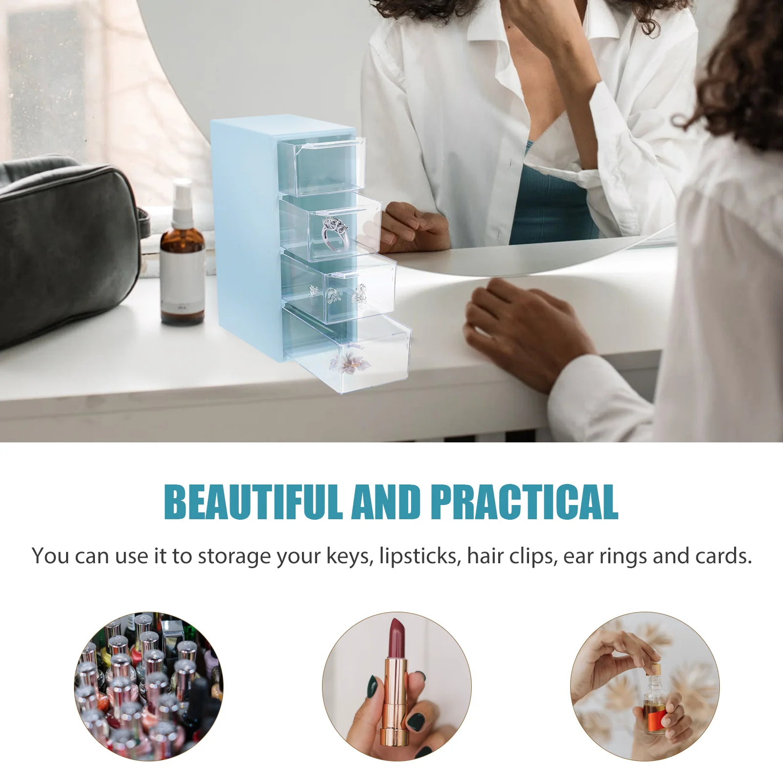 

Multi-layer Storage Box Transparent Drawer Container Organizers for Keys Lipsticks Jewelry Home School Dormitory Supply Storage