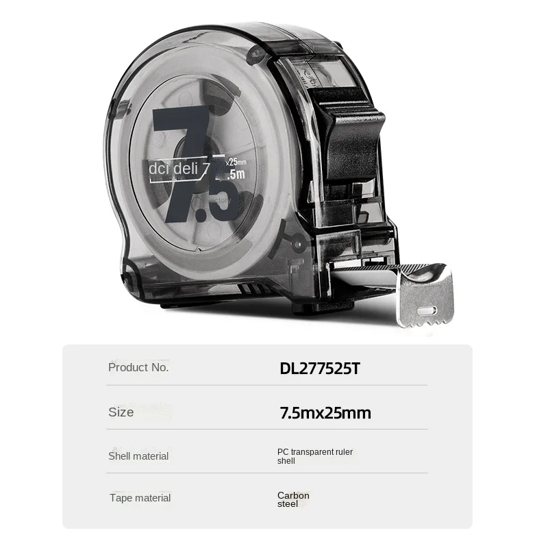 Imagem -06 - Deli High Precision Steel Measurement Tape System Auto Lock Tape Measure Measure 7.5 10m Retrátil Ferramenta de Medição Profissional