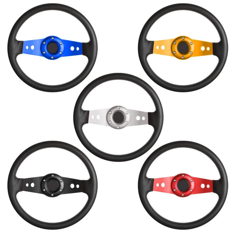 TIYPEOR 2 Spoke Steering Wheel PU Deep Dish JDM Rally Racing High Quality Steering Wheel