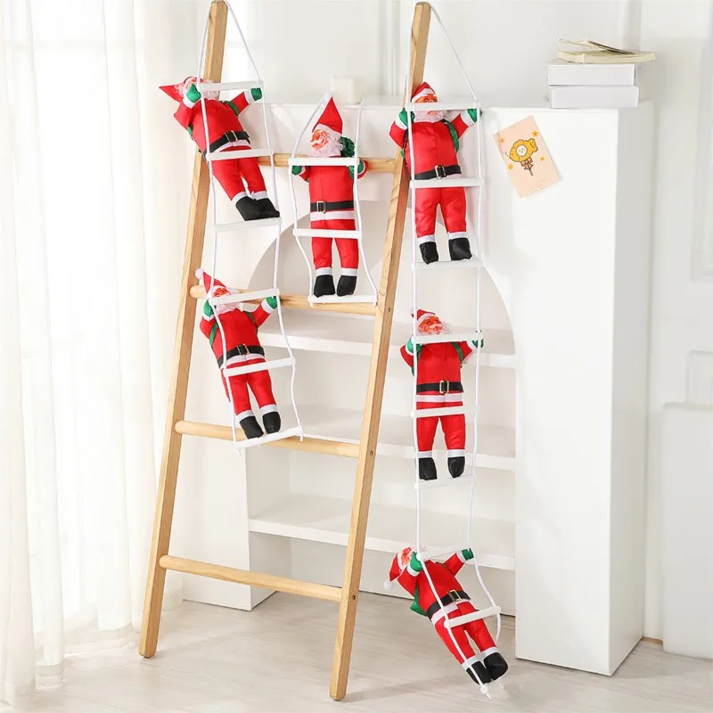 Christmas Santa Claus Climbing Ladder Doll Christmas Tree Hanging Decoration Indoor Door Wall Christmas Pendant New Year Gifts