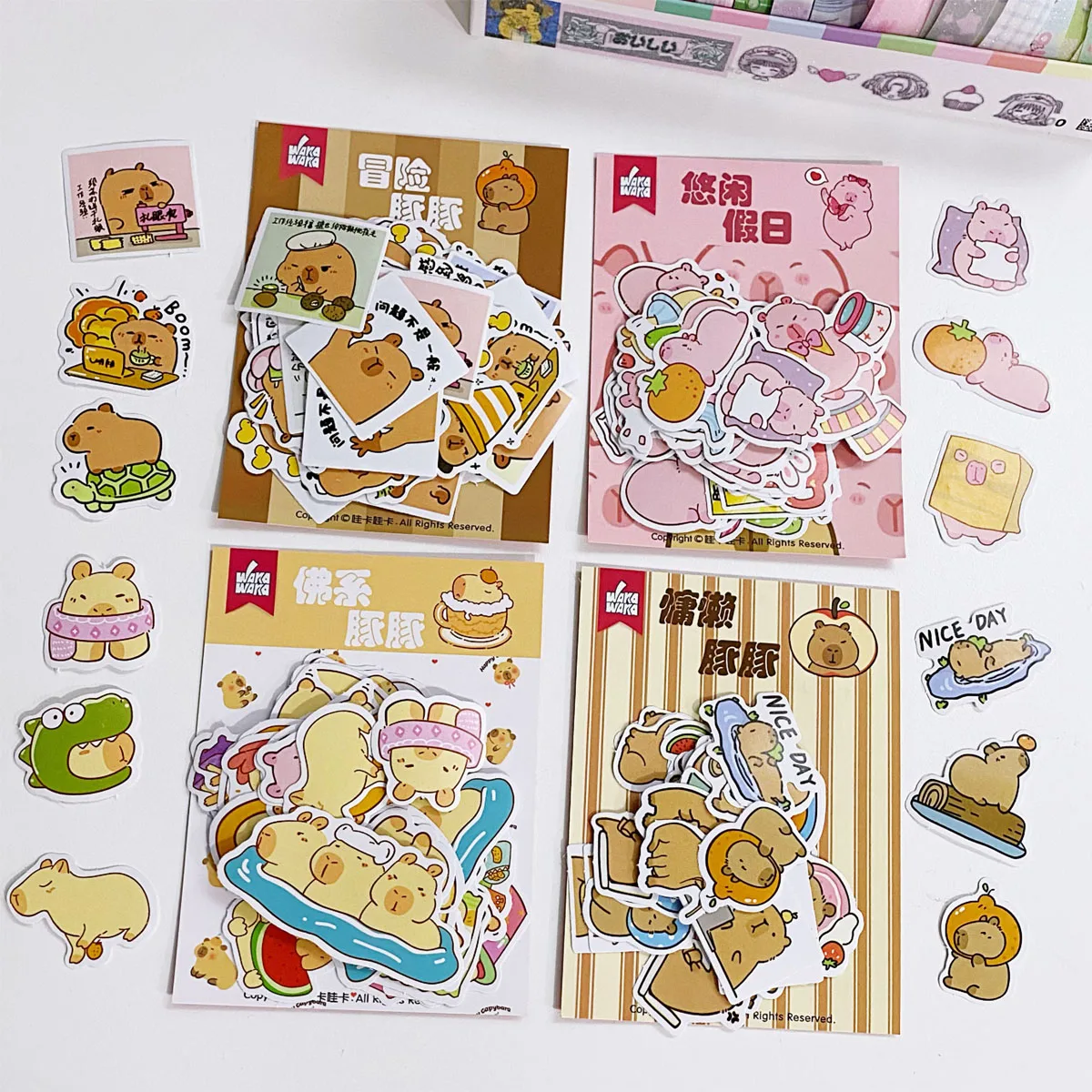 WAKAWAKA Kawaii Capybara Stationery Stickers Diary Decoration Scrapbooking Journal Sketchbook stickers 25PCS/Pack