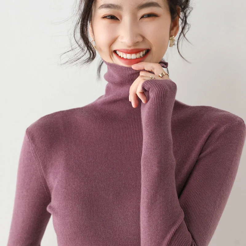 

Women's Turtleneck Traf Pullover Y2k Winter Clothes Long Sleeve Knitted Elegant Korean Fashion Toppies Sweater Top Female Jumper