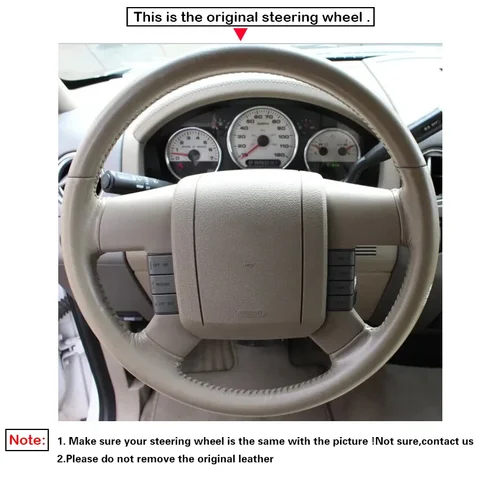 Imagen 2 del producto Protector negro para volante de coche de piel sintética para Ford F150 F250 F350 2004-2008