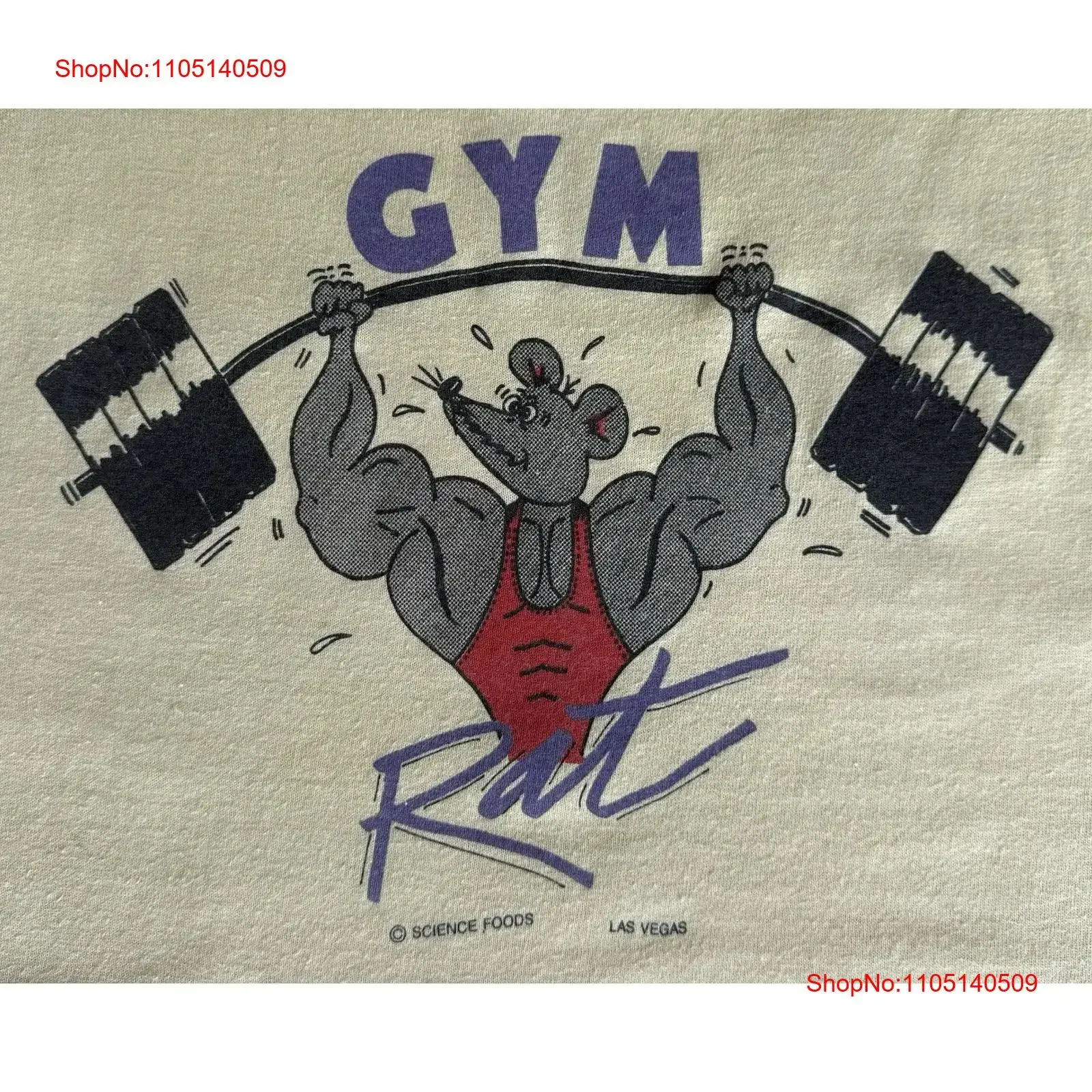 VINTAGE GYM RAT T SHIRT 80S FUN TEES BODYBUILDING FITNESS LARGE GOLDS WORLD vintage Washed Breathable designer clothes Stylish