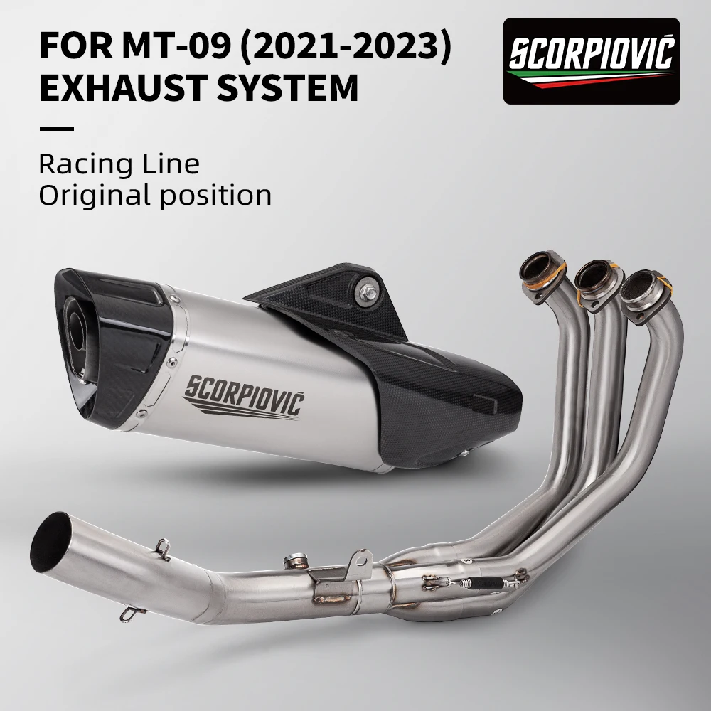 

Motorcycle Exhaust Full System For MT09 MT09SP FZ09 MT-09 2021-2024 Modified Front Link Pipe With Muffler