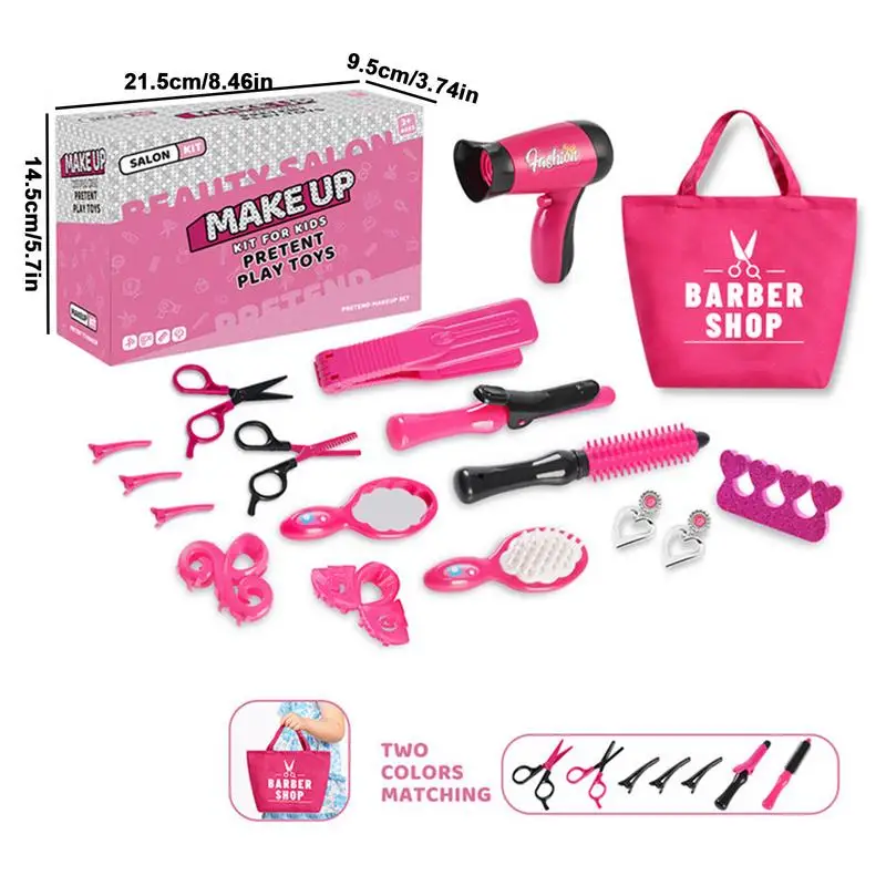 Kids Makeup Set For Girls Pretend Play Hairdressing Hair dryer Simulation Styling Tools Blow Dryer Beauty Fashion Toys Gifts