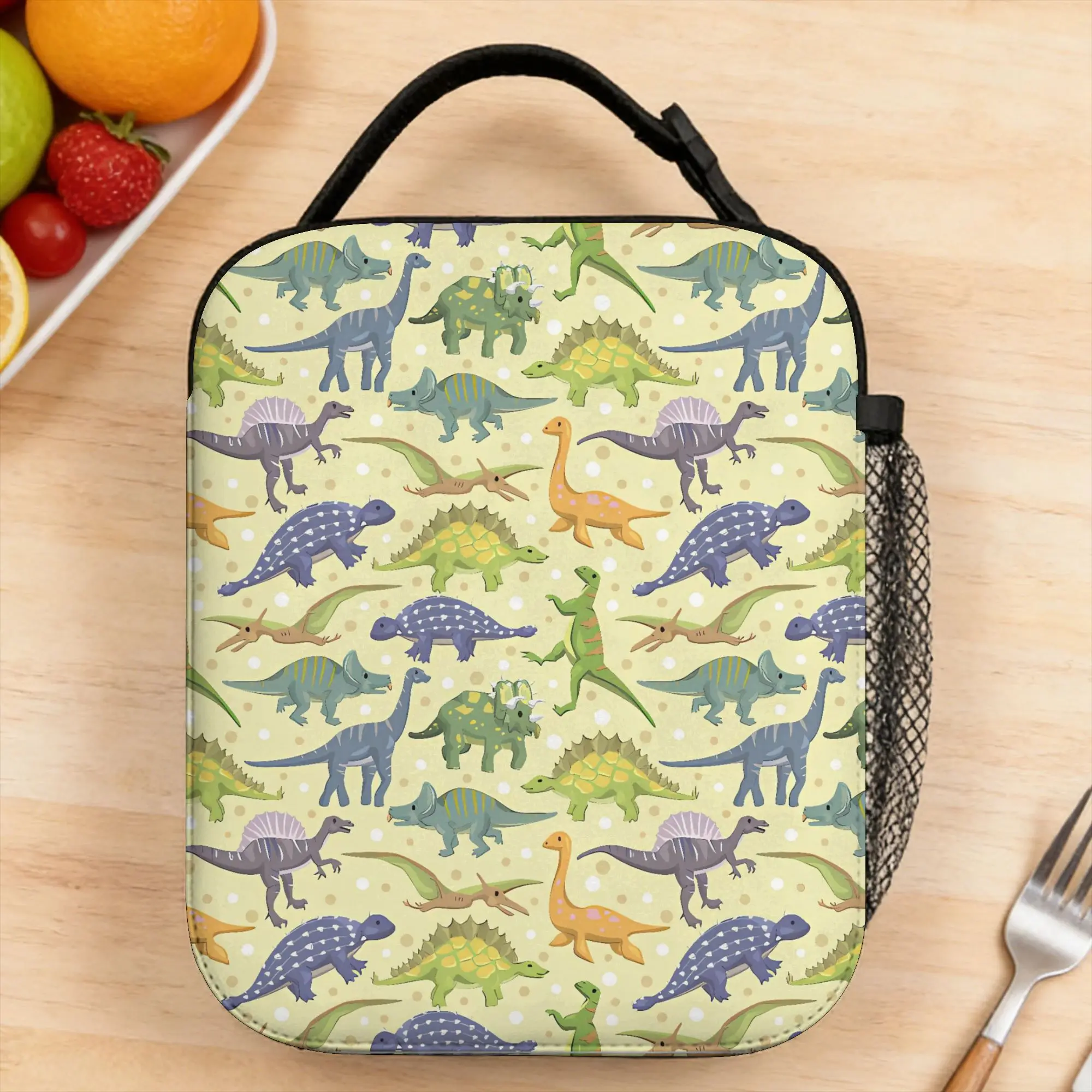 Lunch Bag Cartoon Anime Dinosaur School Lunch Box For Women  Cute Portable Print Tote Food Bags
