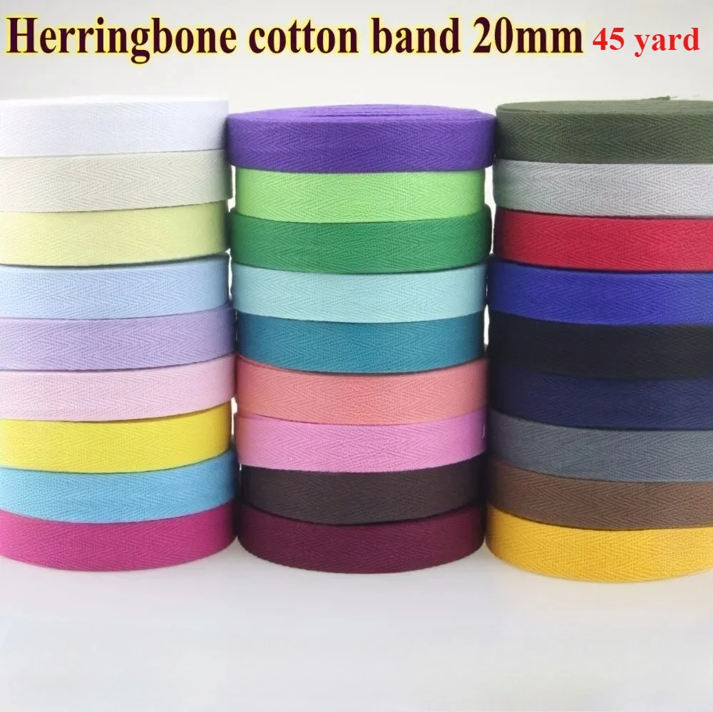 DIY Handmade 100% Cotton Tape Herringbone/ Twill Cotton Tape/ Size 2cm 20mm,15yds Solid Color in Red White Black