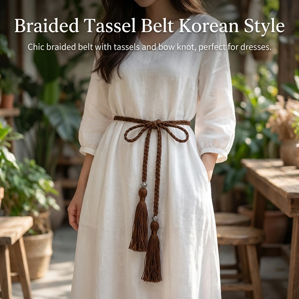 Fashionable Women's Braided Waist Belt With Fringe And Bowtie For Dresses Casual Party Daily Wear