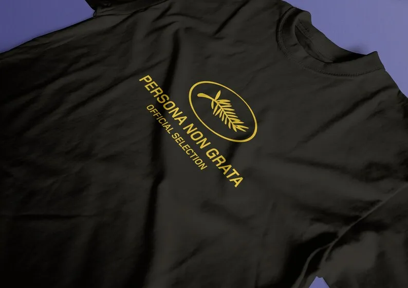 تيشيرو مطبوع بفيلم غير غراتا ، تيشيرو ثقيل الوزن بياقة مدورة ، عودة لاريس فون ترير ، من من من نوع HQ #3