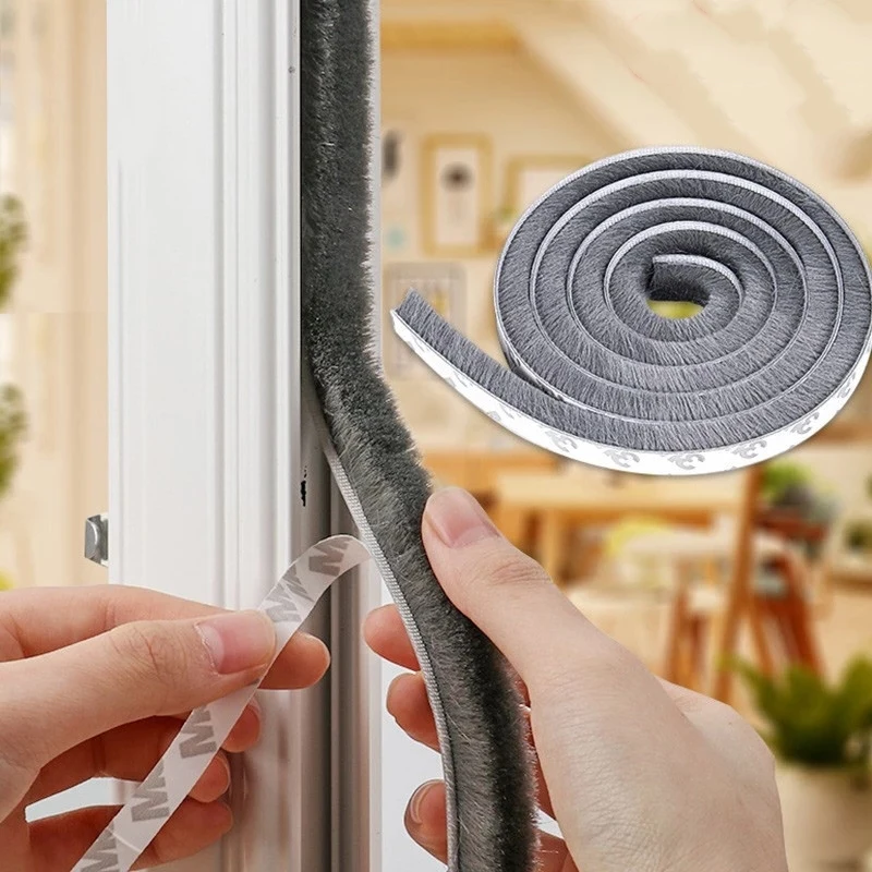 Fita de Vedação Nova de 5m para Janelas, Autoadesiva, Selante para Portas e Janelas, Fita à Prova de Vento, Escova para Porta, Vedação para Casa