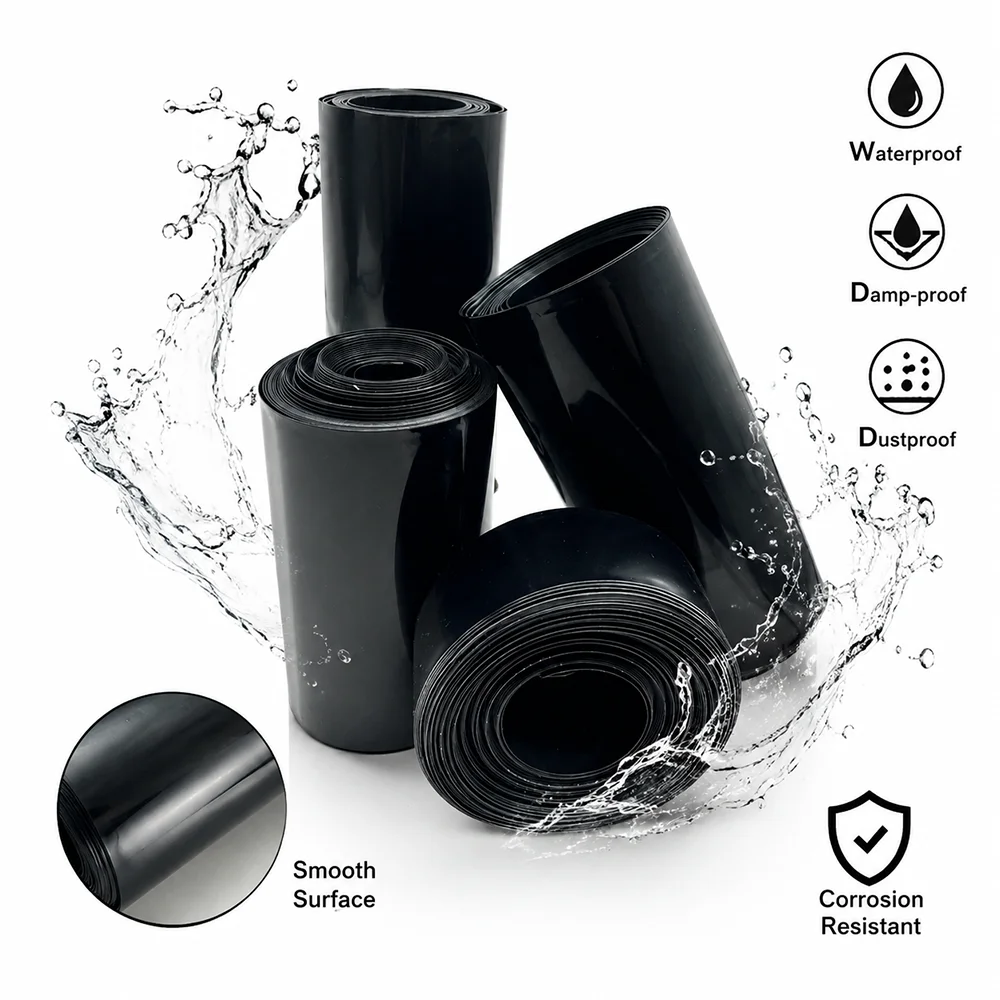 Black PVC Heat Shrinkable Pipe Wide 30-100mm Insulation/flame retardant/cable wrapped protective hose