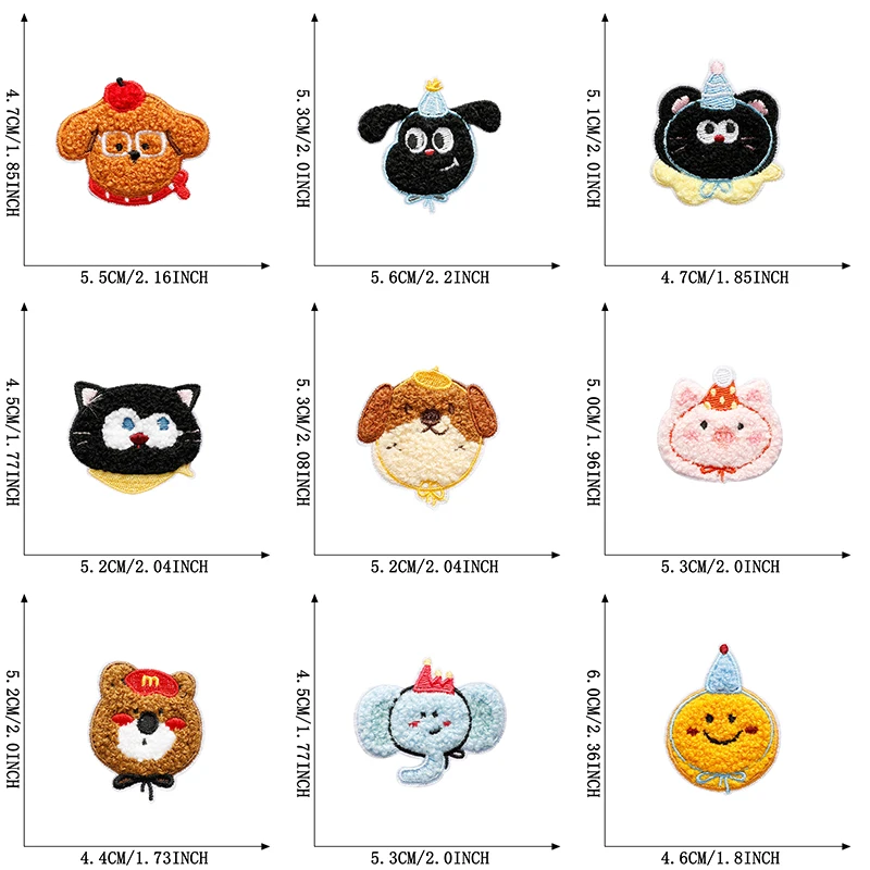 20 Teile/los Chenille Tier Niedliche Eisen Auf Patches Für Kleidung Selbstklebende Gestickte Thermocollant Stoff Aufkleber Kinder Nähen – Detail 2