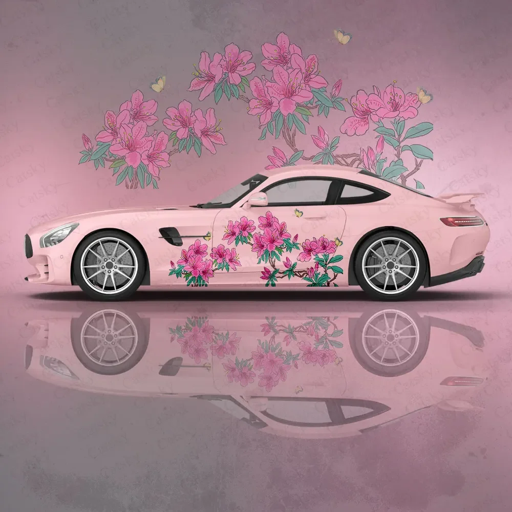 

Red Pink Flowers Car Body Stickers Japanese Style Itasha Vinyl Car Side Decal Sticker Car Body Sticker