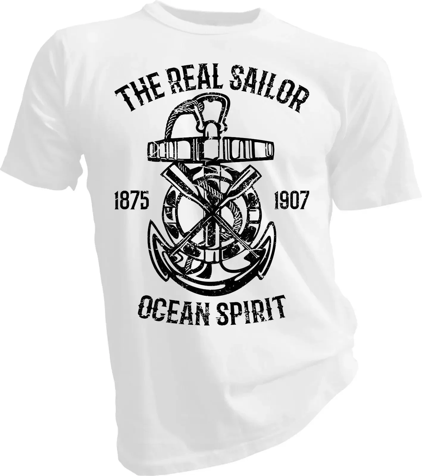 100% Cotton Print Mens Summer O-Neck The Real Sailor, Navy Adult Unisex T-Shirt Tee Shirt