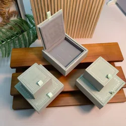 Jewelry Packaging Box Earring Ring Necklace Storage Wedding Gift Box HighEnd Wooden Retro Fashion Flocked Filp Jewelry Box