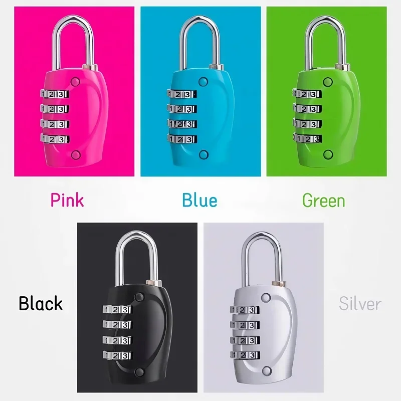 Popular 4-digit Password Padlock 6-color Gym Locker Anti-theft Combination Lock Luggage Travel Safety Lock Zinc Alloy Hardware