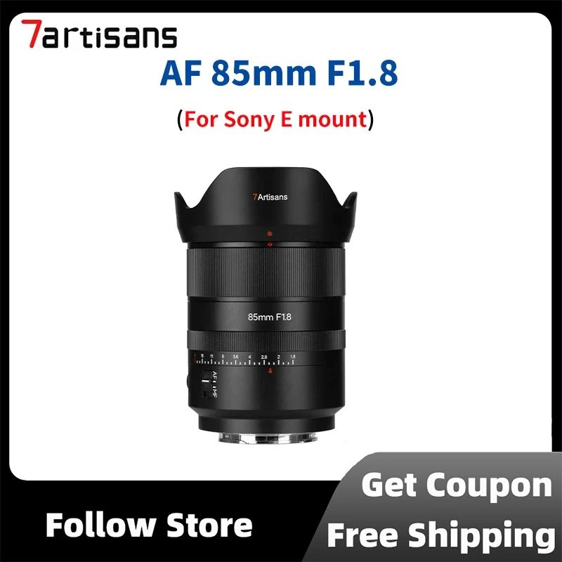 7artisans AF 85mm F1.8 Full Frame Medium Telephoto Portrait Large Aperture Lens for Sony E-Mount Cameras A7R A7R4 A7C A7III A660