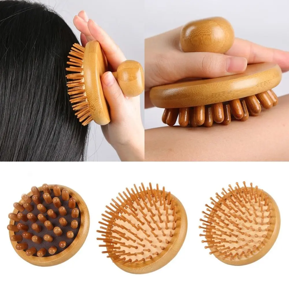 Hair Comb Bamboo Airbag Massage Comb Scalp Massage Meridian Brush Solid Wood Cushion Anti-Static Hair Brush Combs Travel