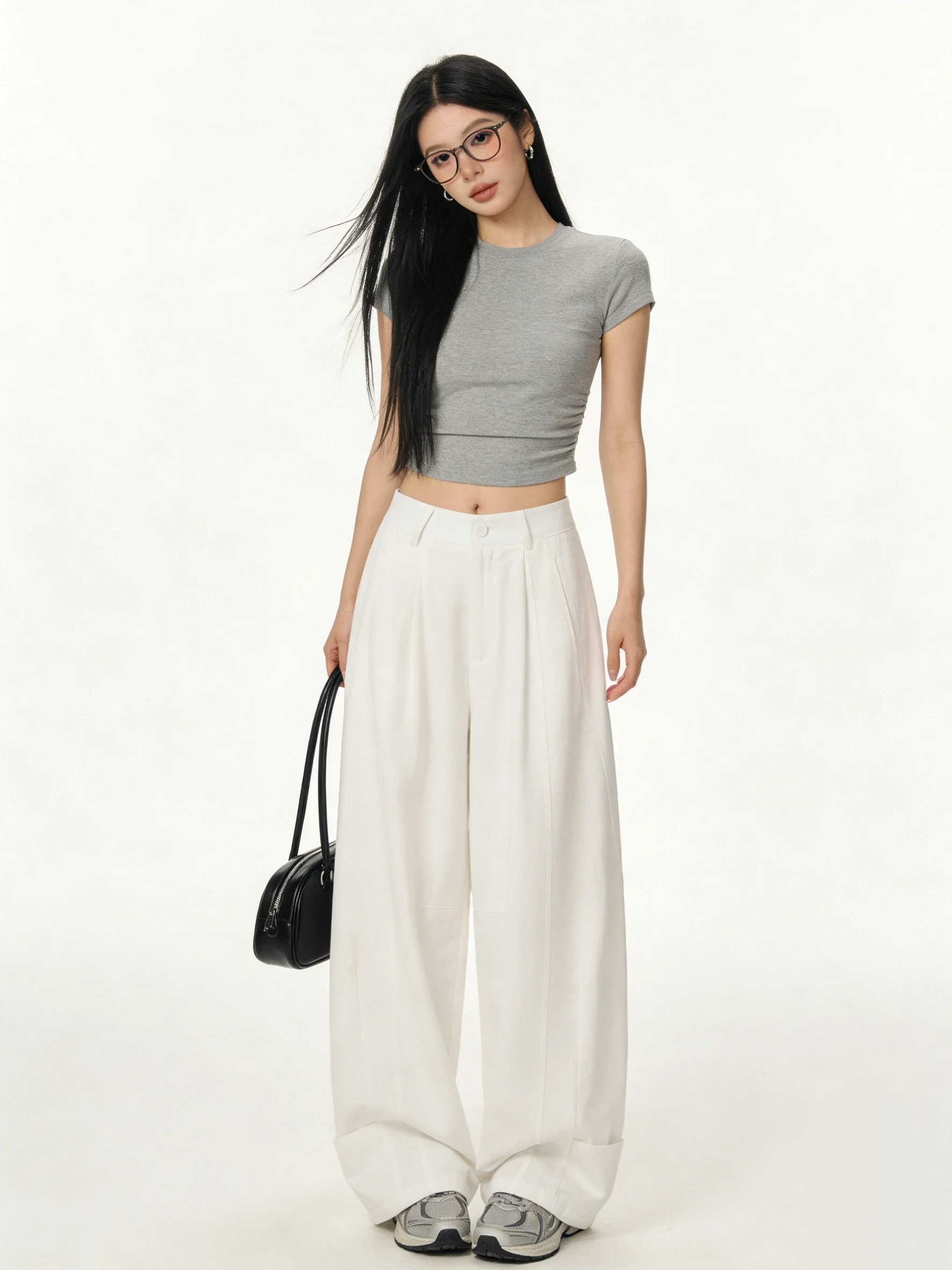 

High Waist Wide Leg Jeans Women's Loose Fit Casual Spring Biker Pants Korean Style Lazy Style Denim Trousers Spring Season