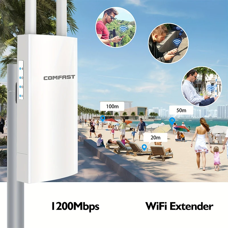 comfast-access-point-wifi-esterno-ad-alta-potenza-1200mbps-48v-poe-grado-di-protezione-ip66-dual-band-24g-5g-per-stadi-parco-area-industriale