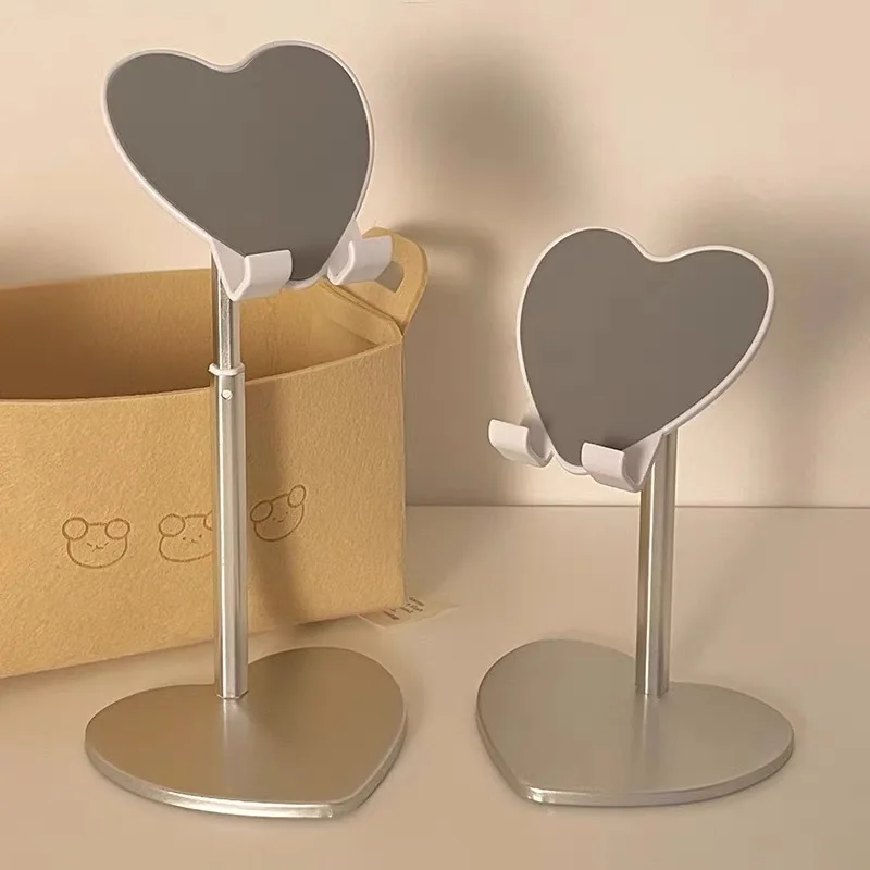 Cellphone Tripod Mount Adjustable Heart Shaped Cell Phone Stand For Desk Retractable Tablet Mount For Desk Phone Tablet Bracket