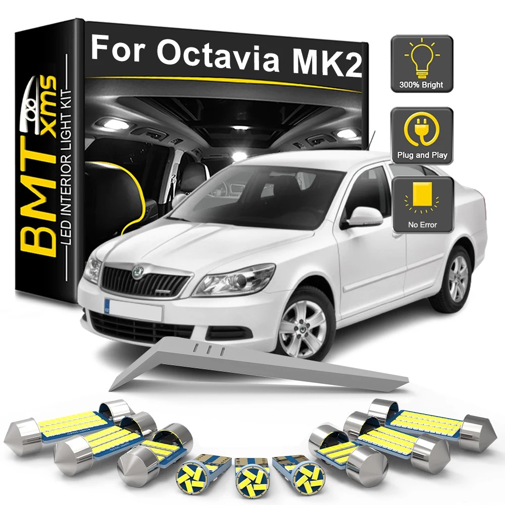 BMTxms 13Pcs Canbus LED Interior Light Bulb Kit For Skoda Octavia MK2 A5 1Z 1Z3 1Z5 2005-2009 2010 2011 2012 Car Trunk Lamp