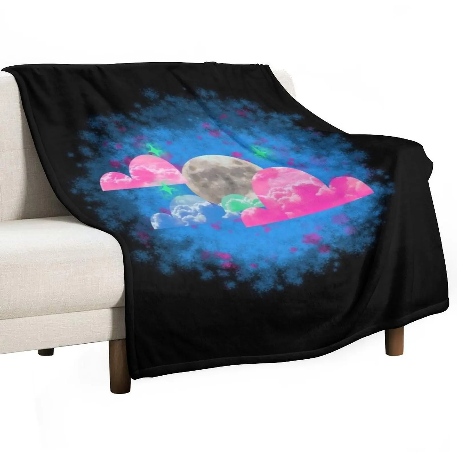 Discreet Poly Pride Space Design Throw Blanket Luxury Designer Extra Large Throw Personalized Gift Furry Blankets