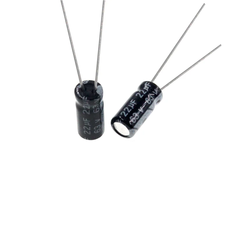 20 pces 22uf 63v 22mfd 63wv capacitor eletrolítico de alumínio 5*11mm radial 22mf63v 22uf63v 63v22mf 63v22uf