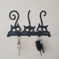 Wall Mounted Coat Rack, Wall Hooks, Clothes Hangers, Vintage Black Metal Key Holder, Wall Hanger For Hanging Coats Hats Artwork