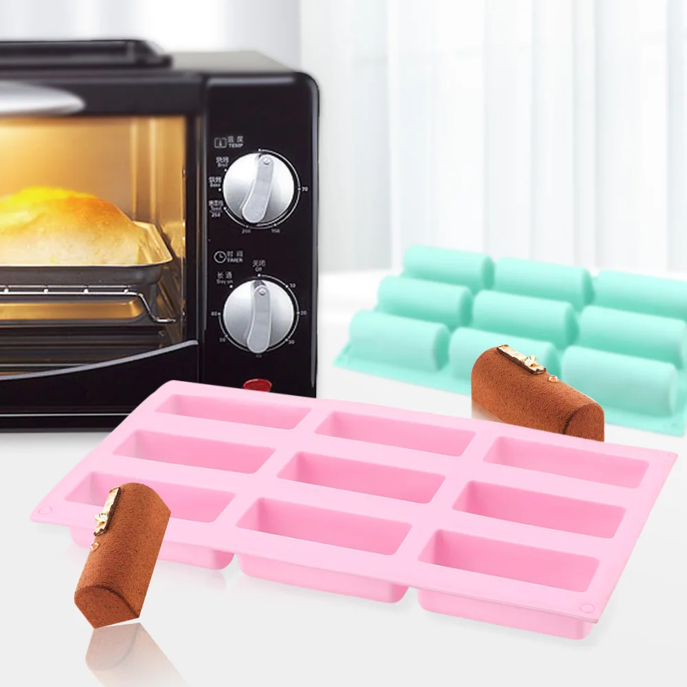 Semi-Cylindrical Strip Shape Cake Tray DIY Fondant Mousse Cake Silicone Mold Candy Chocolate Gumpaste Moulds 9 Hole