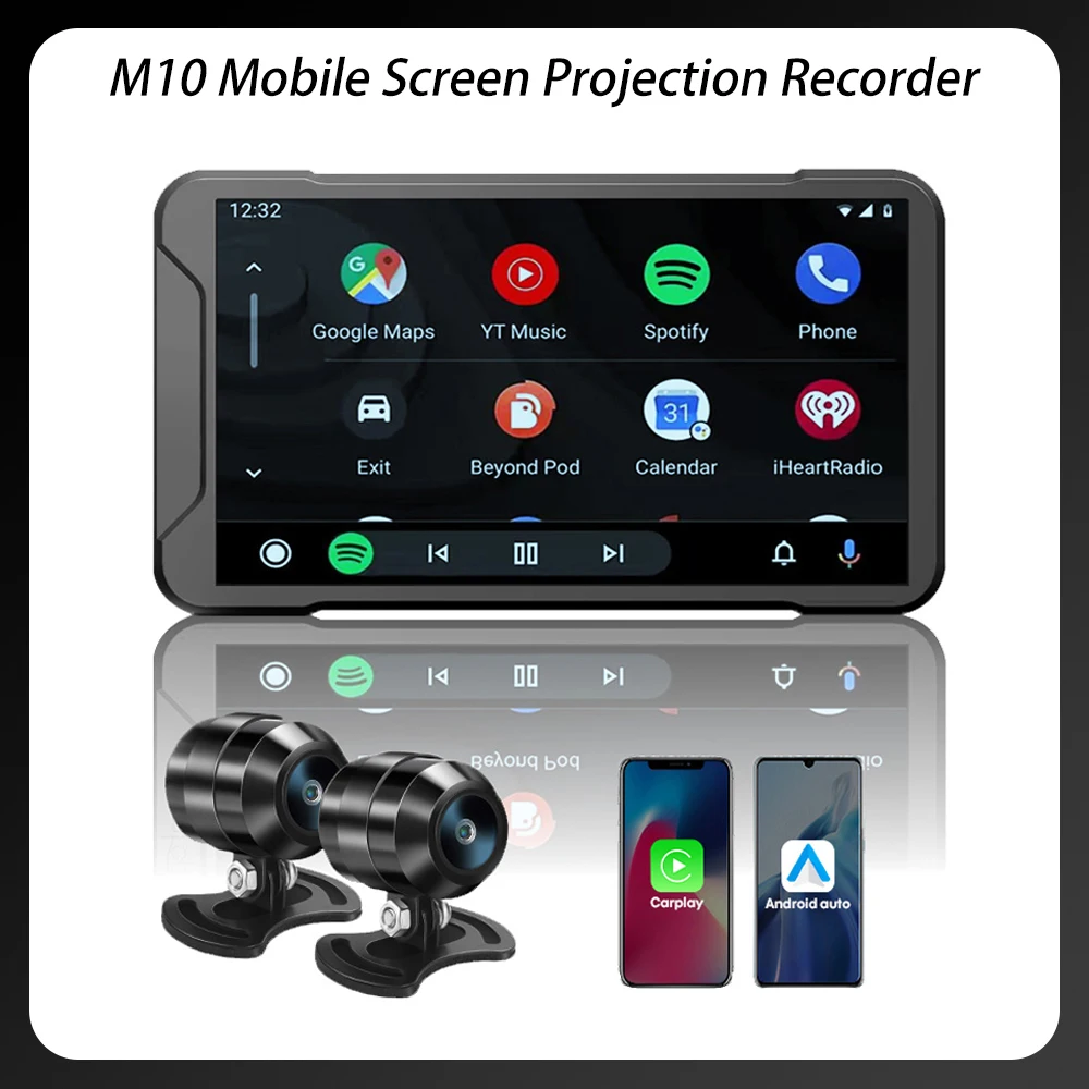

5'' Motorcycle Dash Cam DVR GPS Wifi Wireless Carplay Driving Video Recorder IP67 Waterproof Dual 1080P Bluetooth Moto Monitor